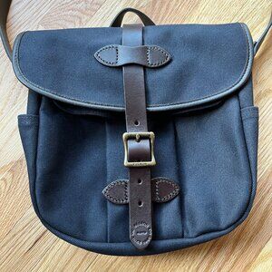 Filson Navy Canvas Field Bag with Leather Accents